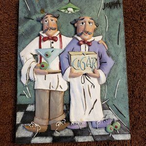 Wall Plaque Tile Art Joanna Whimsical Waiters